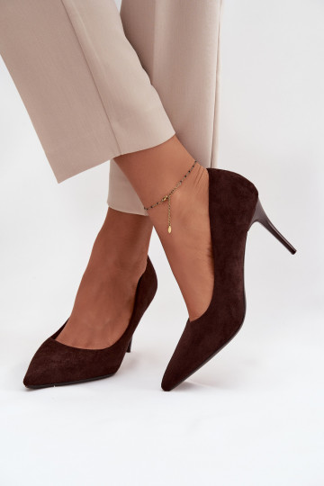 chaussures à talons hauts Fémininen daim écologiqueu CzekoladoÀe Elvessa 2
