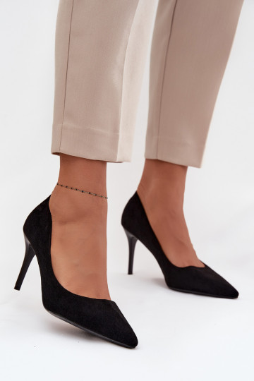 chaussures à talons hauts Fémininen daim écologiqueu couleur noire Elvessa 2
