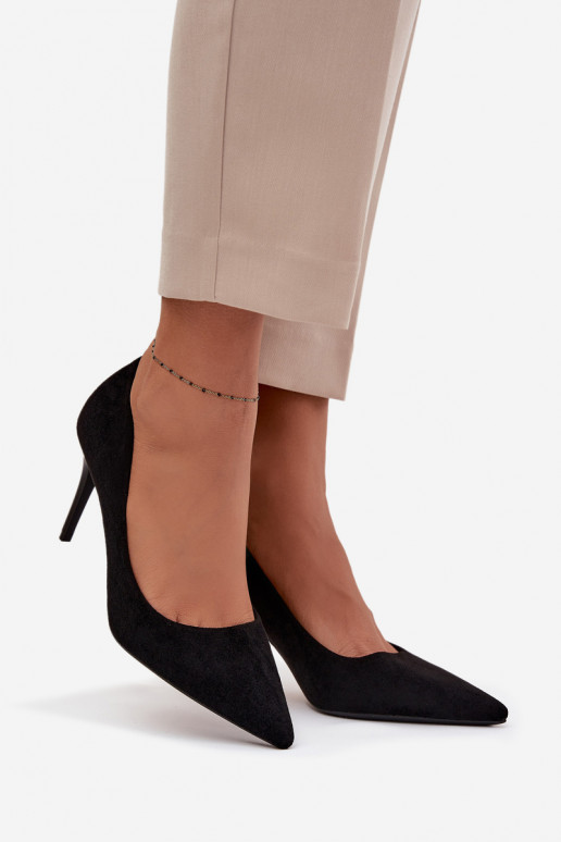 chaussures à talons hauts Fémininen daim écologiqueu couleur noire Elvessa