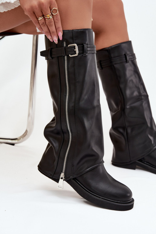 bottes pour femmesDANSyÀiniętą CholeÀką avec boucles I couleur argentm Zamkiem réchauffer couleur noire Bressa