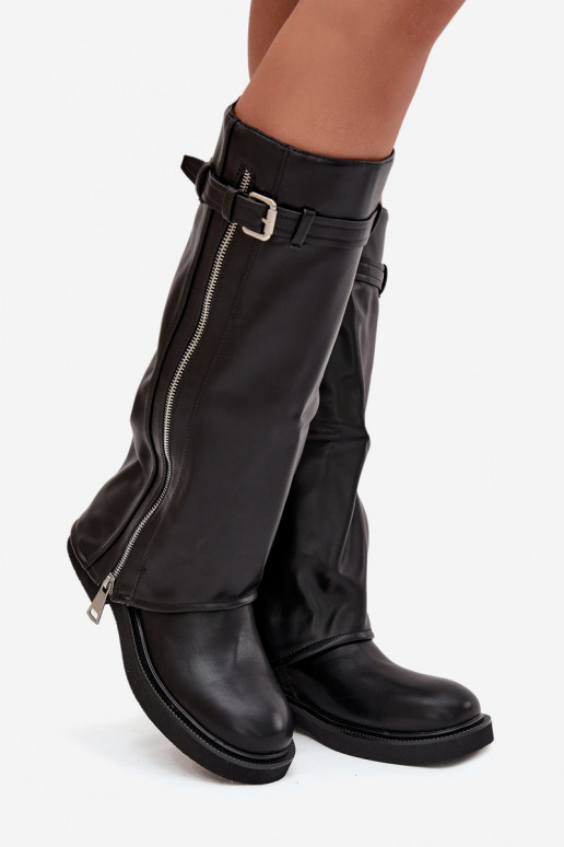 bottes pour femmesDANSyÀiniętą CholeÀką avec boucles I couleur argentm Zamkiem réchauffer couleur noire Bressa