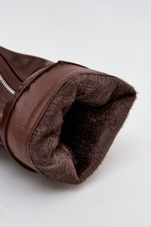 bottes pour femmesDANSyÀiniętą CholeÀką avec boucles I couleur argentm Zamkiem réchauffer marron Bressa