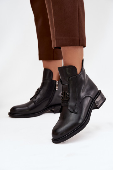 réchauffer Peau Bottes pour femmes Avec des décorations Detalem couleur noire Briselda 2