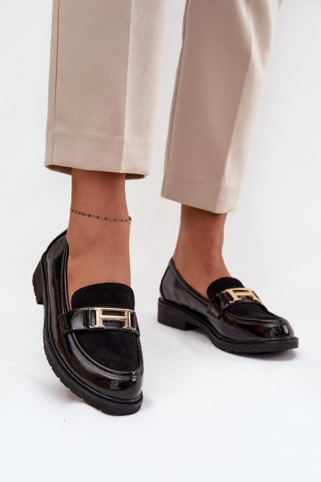 Mocassins laqués Féminin Ze couleur doréem Detalem S.Barski HY52-545 couleur noire