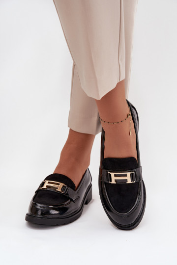 Mocassins laqués Féminin Ze couleur doréem Detalem S.Barski HY52-545 couleur noire 2