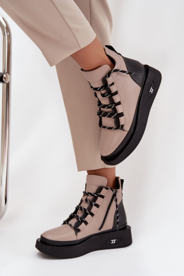 Peau Bottes pour femmes avec une plateforme réchauffer Artiker 55C0884 beige