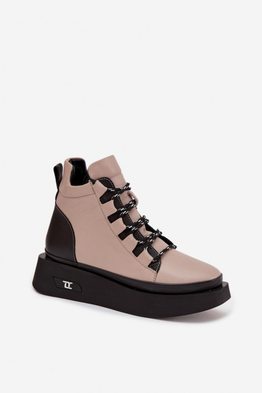 Peau Bottes pour femmes avec une plateforme réchauffer Artiker 55C0884 beige Peau Bottes pour femmes avec une plateforme réchauffer Artiker 55C0884 beige