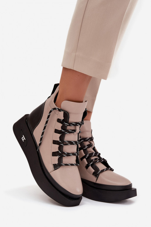 Peau Bottes pour femmes avec une plateforme réchauffer Artiker 55C0884 beige Peau Bottes pour femmes avec une plateforme réchauffer Artiker 55C0884 beige