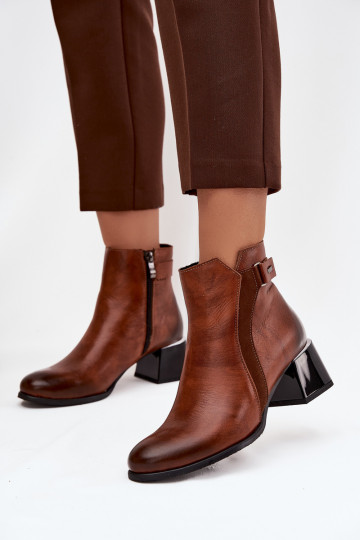 Peau Bottes pour femmes avec des talons réchauffer Zazoo 60563 marron 2