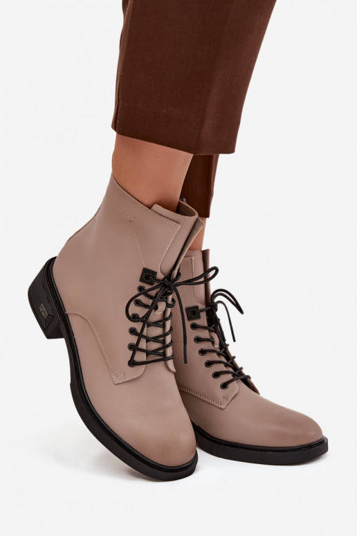 Bottes pour femmesActivéturalnej Skóry Sur un talon bas réchauffer Vinceza 39955 beige