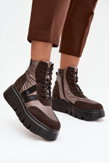 Bottes pour femmes réchauffer avec une plateforme Vinceza 58562 marron