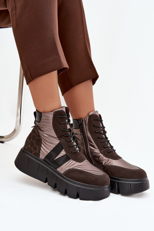 Bottes pour femmes réchauffer avec une plateforme Vinceza 58562 marron