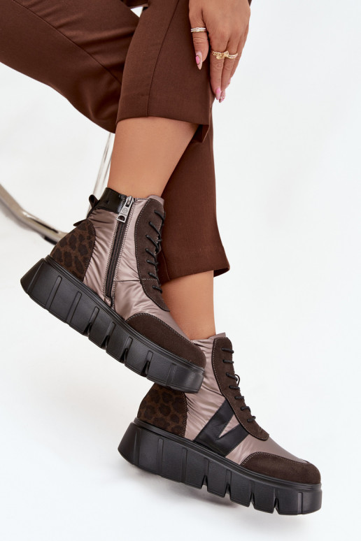 Bottes pour femmes réchauffer avec une plateforme Vinceza 58562 marron