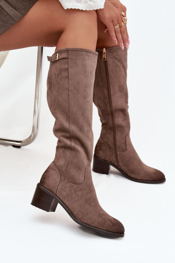 Bottes chaudes avec des talons avec boucles dorées Vinceza 58589 beige 2