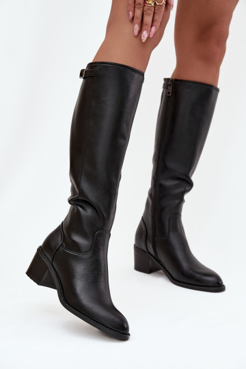 Bottes chaudes avec des talons avec boucles Vinceza 58589 couleur noire 2