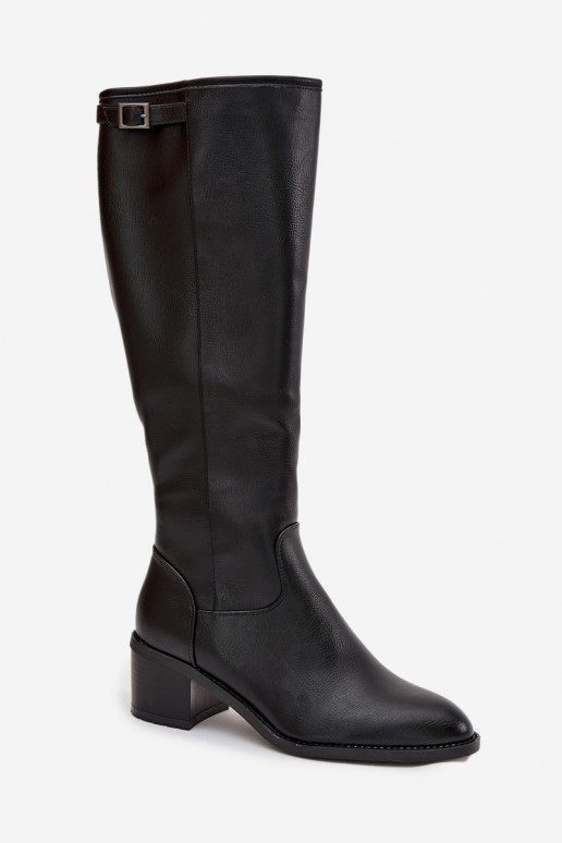 Bottes chaudes avec des talons avec boucles Vinceza 58589 couleur noire