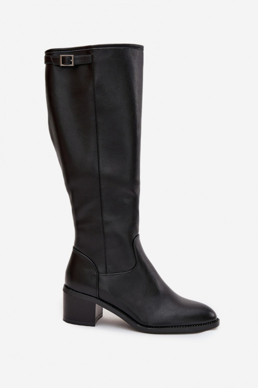 Bottes chaudes avec des talons avec boucles Vinceza 58589 couleur noire