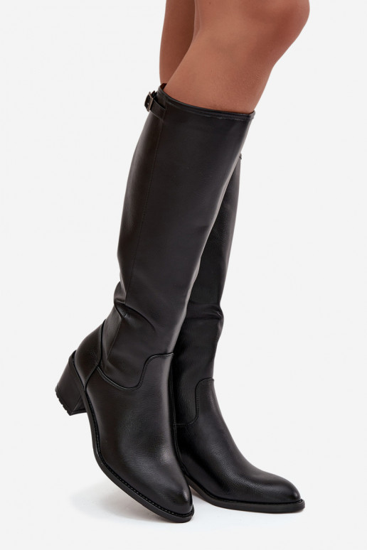 Bottes chaudes avec des talons avec boucles Vinceza 58589 couleur noire
