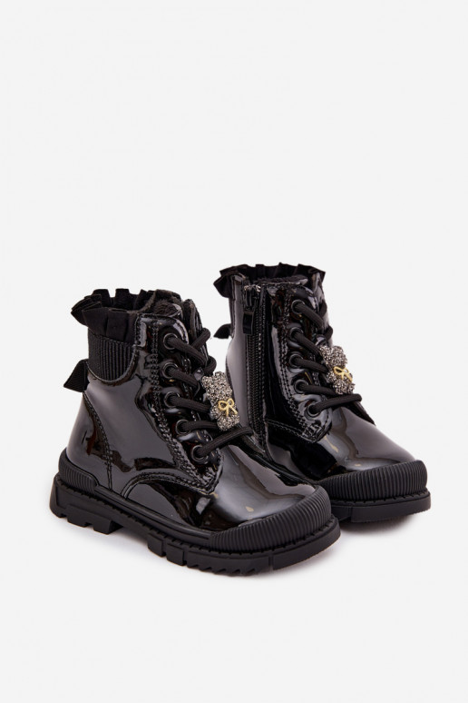 avec effet vernis Bottes Puéril réchaufferPrzypinką Nounours couleur noire Fionessa avec effet vernis Bottes Puéril réchaufferPrzypinką Nounours couleur noire Fionessa