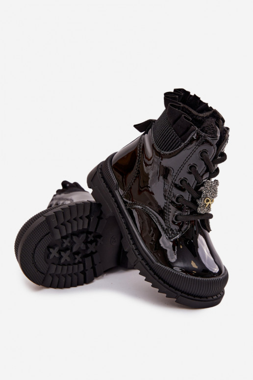 avec effet vernis Bottes Puéril réchaufferPrzypinką Nounours couleur noire Fionessa avec effet vernis Bottes Puéril réchaufferPrzypinką Nounours couleur noire Fionessa