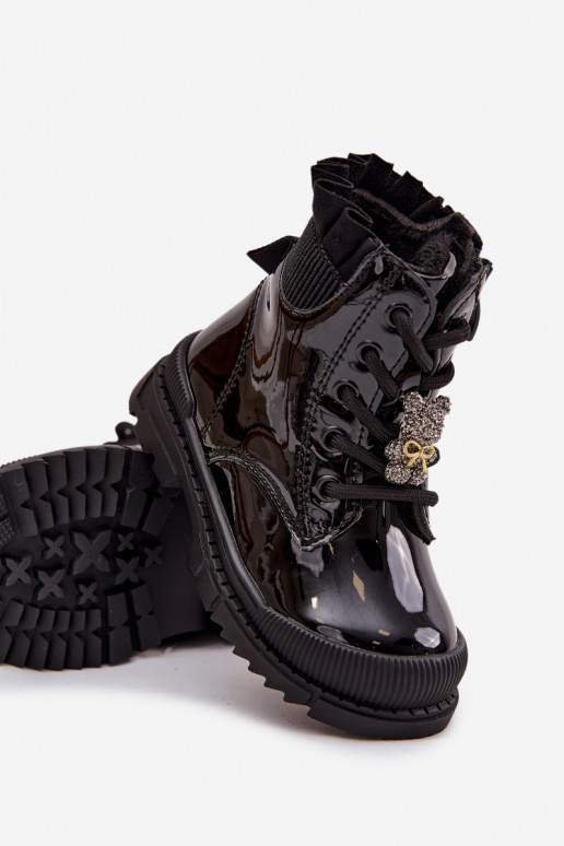 avec effet vernis Bottes Puéril réchaufferPrzypinką Nounours couleur noire Fionessa avec effet vernis Bottes Puéril réchaufferPrzypinką Nounours couleur noire Fionessa