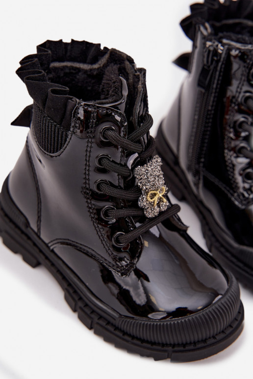 avec effet vernis Bottes Puéril réchaufferPrzypinką Nounours couleur noire Fionessa avec effet vernis Bottes Puéril réchaufferPrzypinką Nounours couleur noire Fionessa