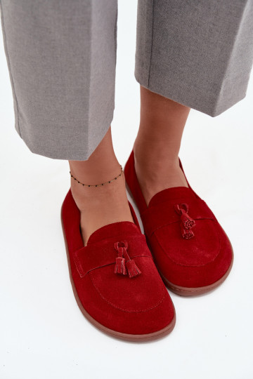 Peau Mocassins en daim Typu Barefoot Zazoo 322 couleur rouge
