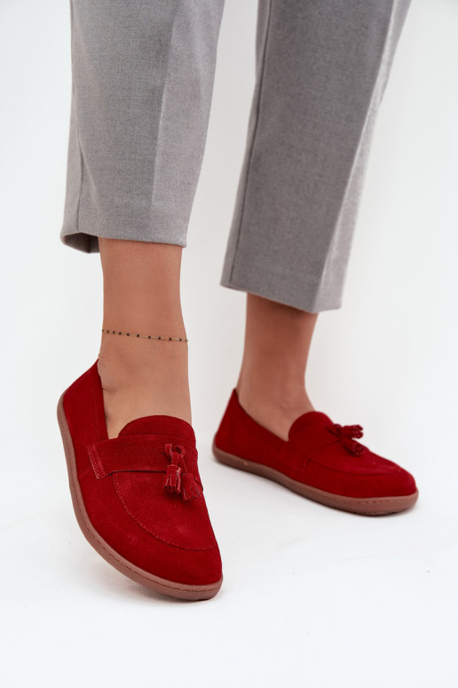 Peau Mocassins en daim Typu Barefoot Zazoo 322 couleur rouge