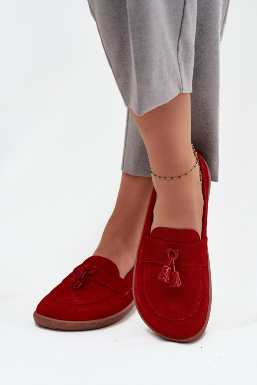 Peau Mocassins en daim Typu Barefoot Zazoo 322 couleur rouge