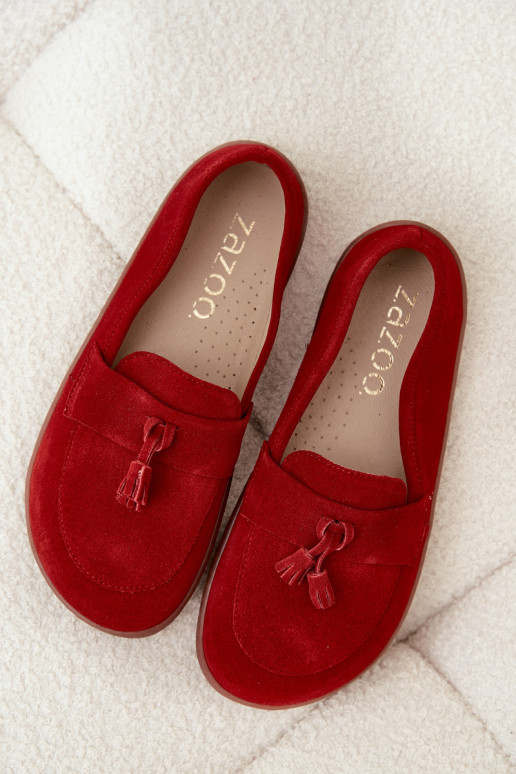 Peau Mocassins en daim Typu Barefoot Zazoo 322 couleur rouge