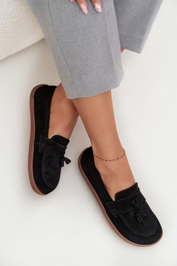 Peau Mocassins en daim Typu Barefoot Zazoo 322 couleur noire