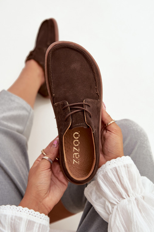 chaussures Féminin Typu BarefootActivéturalnego en daimu Zazoo 327 CzekoladoÀe