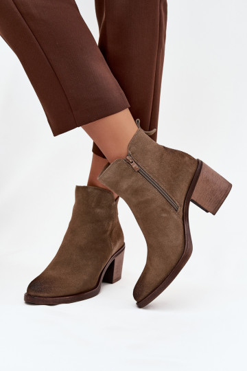 Bottes pour femmesActivéturalnego en daim avec des talons réchauffer Sergio Leone BT25321-S couleur kaki 2