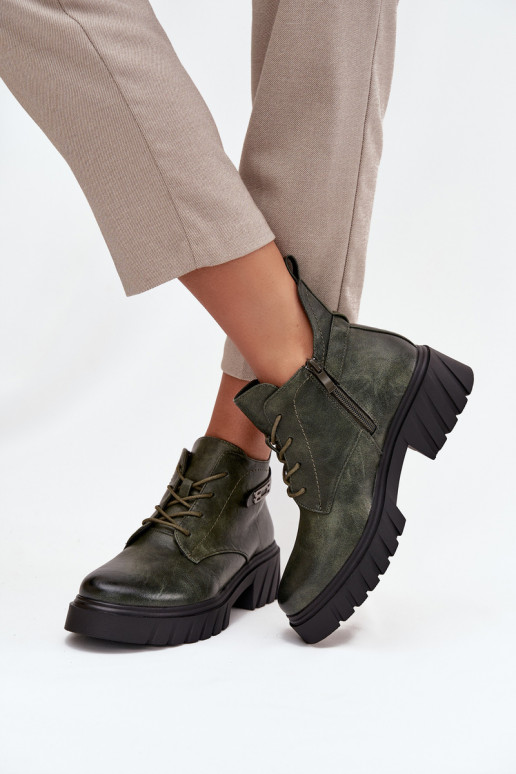 Faible réchauffer Bottes pour femmes Klocke avec des talons décorés couleur kaki Therisse