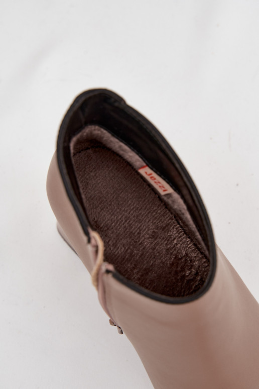 Peau Bottes réchauffer avec des talons beige Ivessara