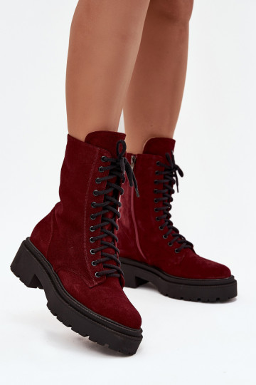 Bottines de travail FémininActivéturalnego en daim réchauffer Zazoo 4213 Bourgogne 2