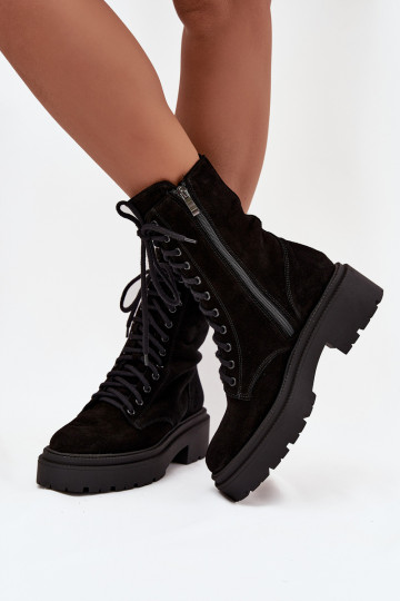 Bottines de travail FémininActivéturalnego en daim réchauffer Zazoo 4213 couleur noire 2
