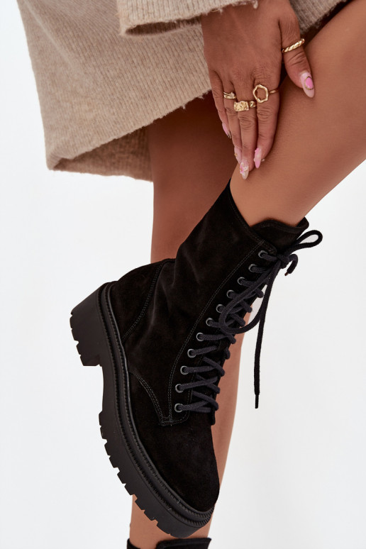 Bottines de travail FémininActivéturalnego en daim réchauffer Zazoo 4213 couleur noire