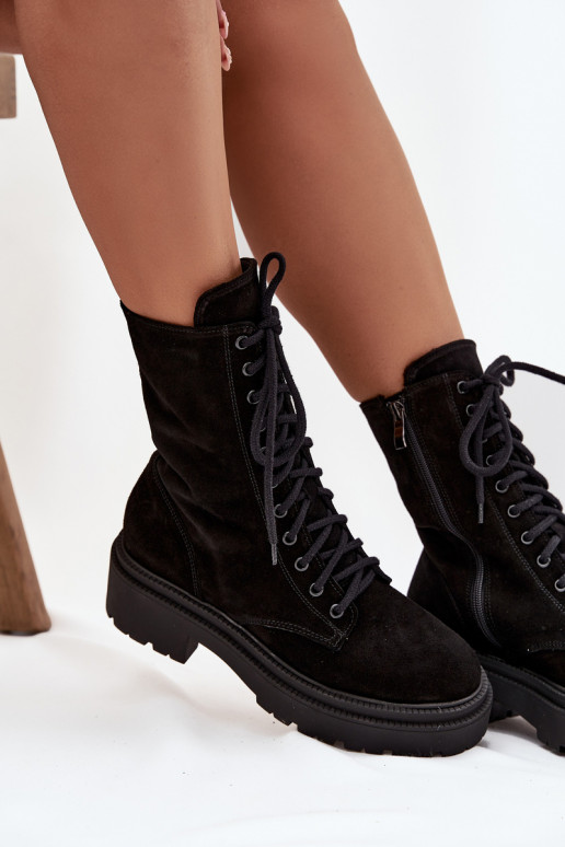 Bottines de travail FémininActivéturalnego en daim réchauffer Zazoo 4213 couleur noire