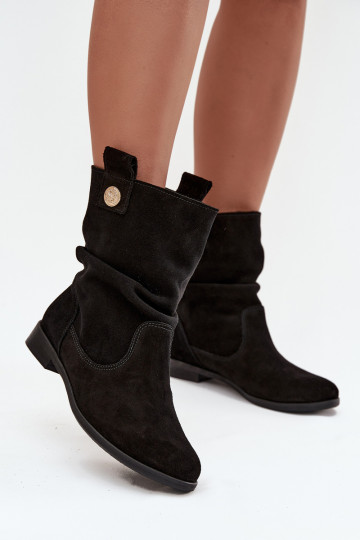 Peau Chaussures en daim Féminin Avec des volants réchauffer Zazoo 4210 couleur noire
