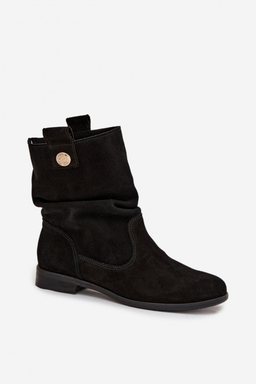 Peau Chaussures en daim Féminin Avec des volants réchauffer Zazoo 4210 couleur noire Peau Chaussures en daim Féminin Avec des volants réchauffer Zazoo 4210 couleur noire