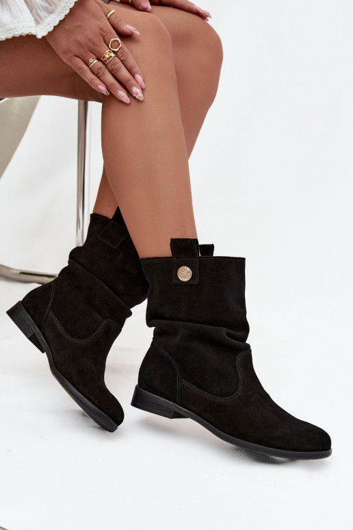 Peau Chaussures en daim Féminin Avec des volants réchauffer Zazoo 4210 couleur noire Peau Chaussures en daim Féminin Avec des volants réchauffer Zazoo 4210 couleur noire