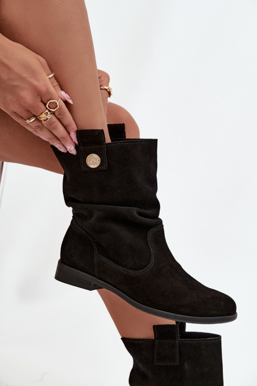 Peau Chaussures en daim Féminin Avec des volants réchauffer Zazoo 4210 couleur noire Peau Chaussures en daim Féminin Avec des volants réchauffer Zazoo 4210 couleur noire