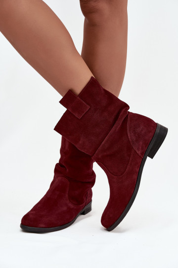 Peau Chaussures en daim Féminin Avec des volants réchauffer Zazoo 4210 Bourgogne
