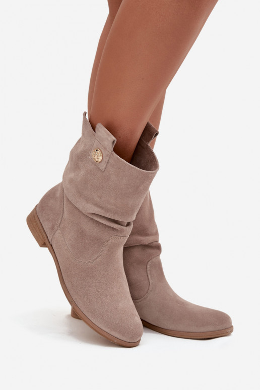 Peau Chaussures en daim Féminin Avec des volants réchauffer Zazoo 4210 beige