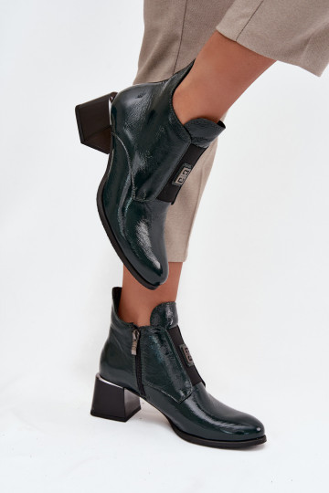 Peau avec effet vernis Bottes Klocke Avec des décorations Detalem réchauffer Zazoo 60560 couleur kaki