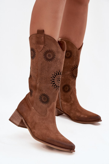 avec des éléments ajourés bottes pour femmesActivéturalnego en daimu Klocke Zazoo 3793 marron 2