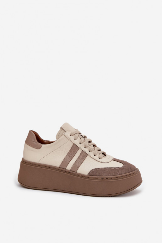 Peau Chaussures modèle baskets Féminin avec une plateforme Zazoo 3775 beige