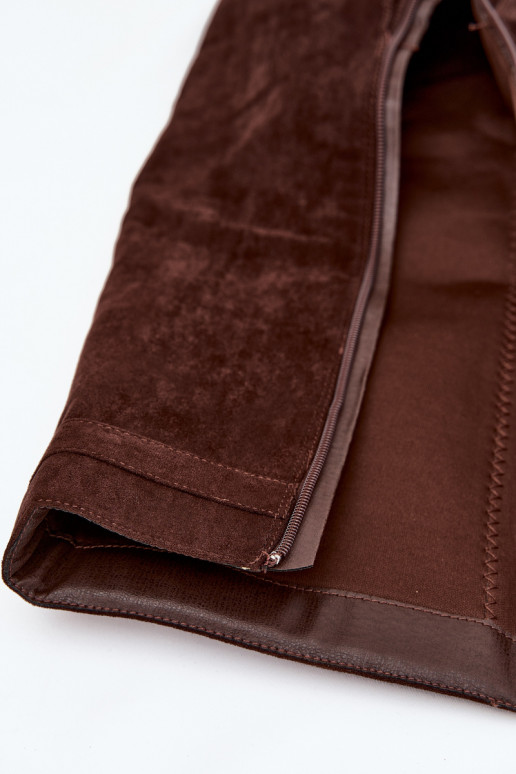 Bottes longues pour femmes sur plateforme avec sangles et détails argentés couleur chocolat Korivelle