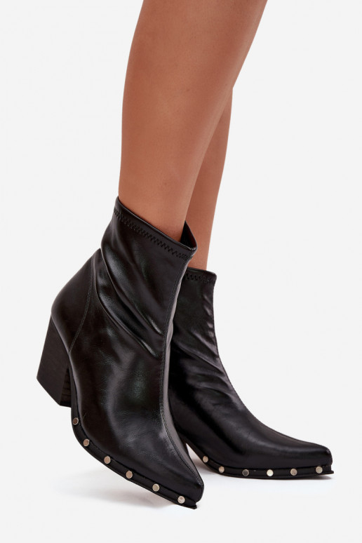 Bottines style cowboy pour femmes noires en cuir écologique avec talons Abrielle